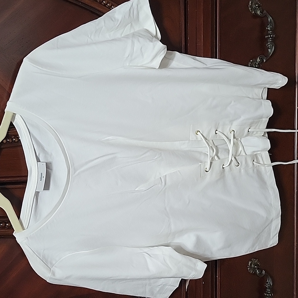 Minimum top white corset lace up detail